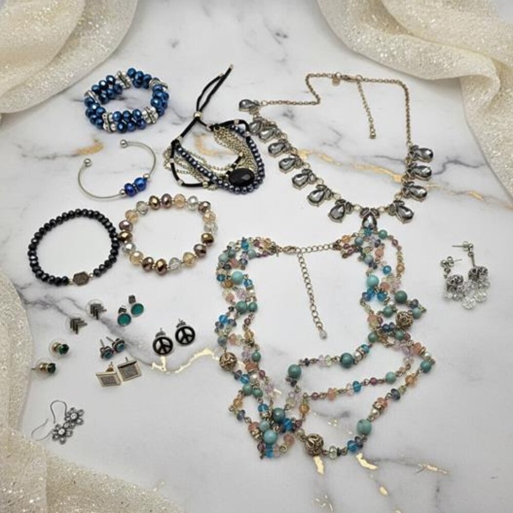 Gold Tone Crystal Jewelry Collection Necklaces Bracelets Earrings